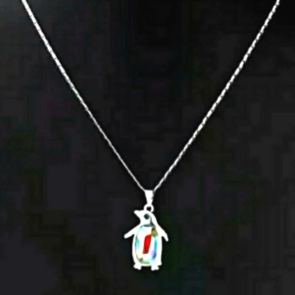 NEW Penguin Necklace Swarovski Crystals